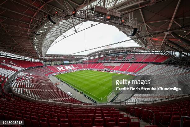 General view prior to the Bundesliga match between RB Leipzig and Borussia Mönchengladbach at Red Bull Arena on March 11, 2023 in Leipzig, Germany.