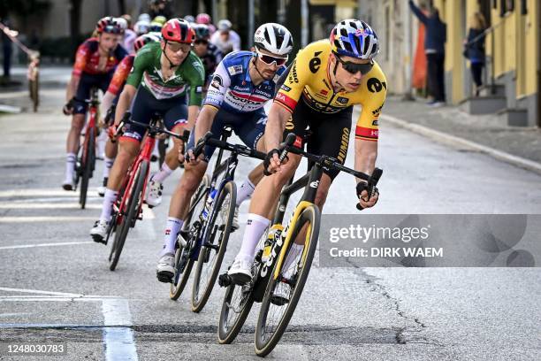 Belgian Wout van Aert of Team Jumbo-Visma and French Julian Alaphilippe of Soudal Quick-Step pictured in action during stage 6 of the...