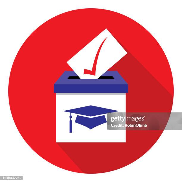 red circle education ballot box - early voting stock illustrations