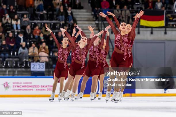Team Nexxice Junior of Canada performs during the ISU World Junior Synchronized Skating Championships at Angers ICEPARC on March 11, 2023 in Angers,...
