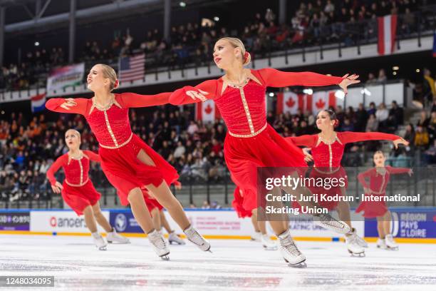 Team Fintastic Junior of Finland performs during the ISU World Junior Synchronized Skating Championships at Angers ICEPARC on March 11, 2023 in...