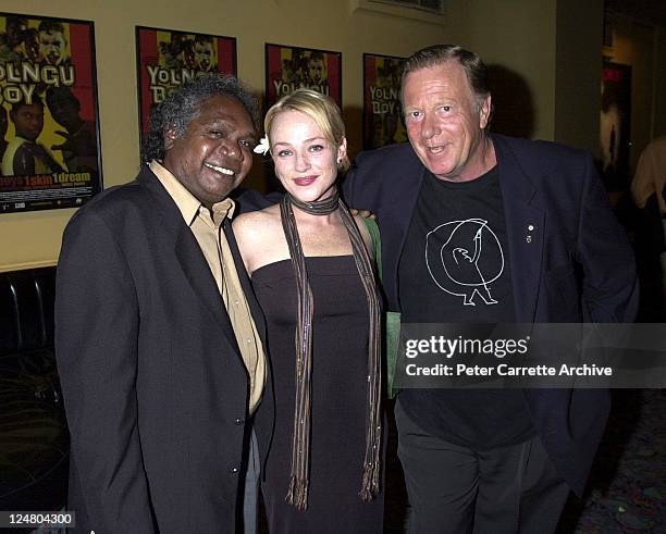 Mandawuy Yunupingu, Susie Porter and Jack Thompson arrive for the premiere of the film 'Yolngu Boy' in Paddington on March 16, 2001 in Sydney,...