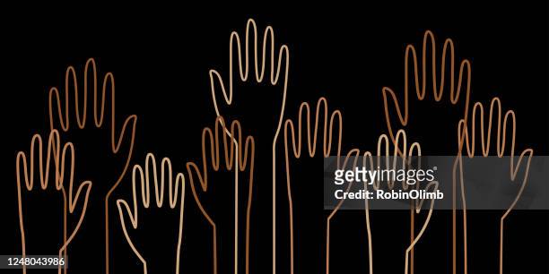 diverse outline raised hands - arms raised stock illustrations