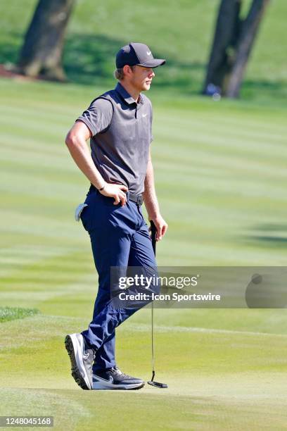 Golfer Cam Davis putts on the 9th hole on March 11 during the third round for THE PLAYERS Championship at TPC Sawgrass in Ponte Vedra Beach, Florida.