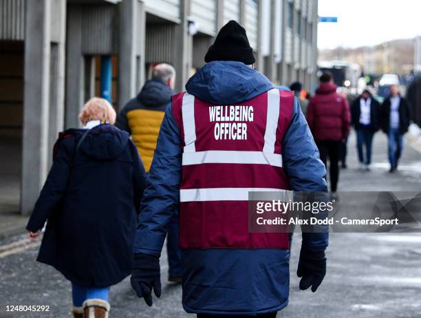 Wellbeing officer goes about his business during the Premier League match between Leeds United and Brighton & Hove Albion at Elland Road on March 11,...