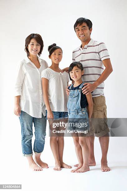 family photograph - four people white background stock pictures, royalty-free photos & images