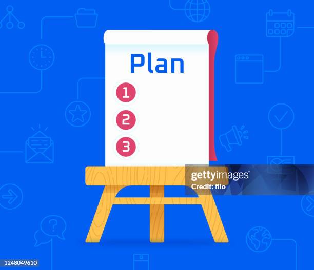 planning easel 3 step process - pre order stock illustrations