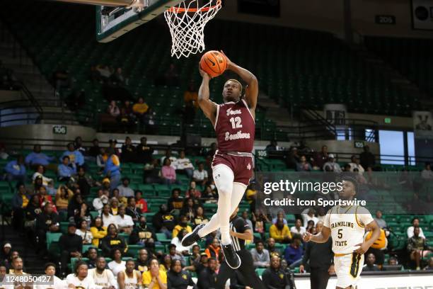 Texas Southern Tigers guard Zytarious Mortle goes up for a dunk during the SWAC Basketball Championship game between the Texas Southern Tigers and...