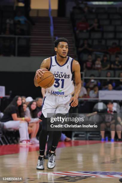 March11: Craig Randall II of the Iowa Wolves moves the ball during a game against Rio Grande Valley Vipers on March 11, 2023 at the Bert Ogden Arena...