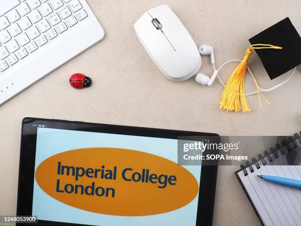 In this photo illustration, Imperial College London logo seen displayed on a tablet.