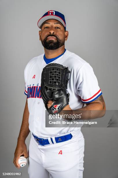 Cesar Valdez of Team Dominican Republic poses for a photo during the Team Dominican Republic 2023 World Baseball Classic Headshots at Lee County...
