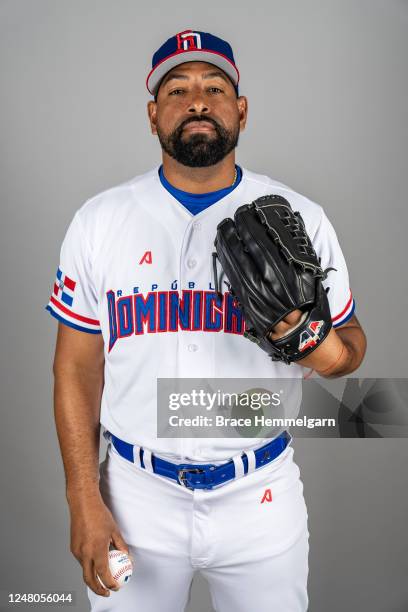 Cesar Valdez of Team Dominican Republic poses for a photo during the Team Dominican Republic 2023 World Baseball Classic Headshots at Lee County...