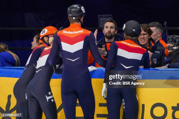 Coach Niels Kerstholt of the Netherlands, Jens van 't Wout of Netherlands, Teun Boer of the Netherlands, Xandra Velzeboer of the Netherlands and...