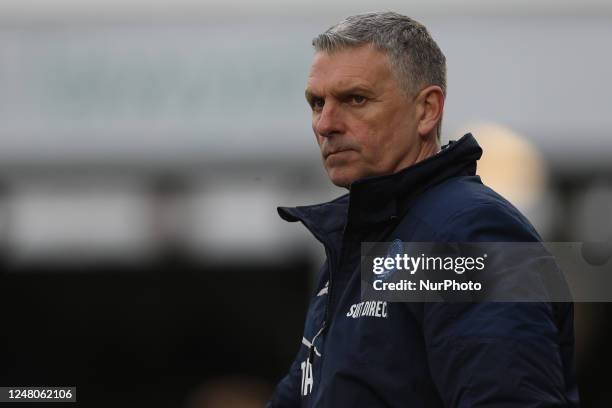 Hartlepool United manager John Askey during the Sky Bet League 2 match between Hartlepool United and Northampton Town at Victoria Park, Hartlepool on...