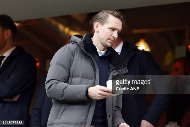 Luuk de Jong of PSV Eindhoven in the stands during the Dutch premier league match between PSV Eindhoven and SC Cambuur Leeuwarden at Phillips stadium...