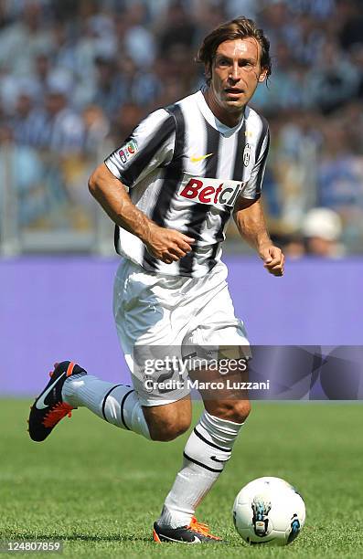 Andrea Pirlo of Juventus FC in action during the Serie A match between Juventus FC and Parma FC at the Juventus Stadium on September 11, 2011 in...