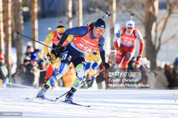 Anton Dudchenko of Ukraine competes during the Men 15 km Mass Start at the BMW IBU World Cup Biathlon Oestersund on March 12, 2023 in Ostersund,...