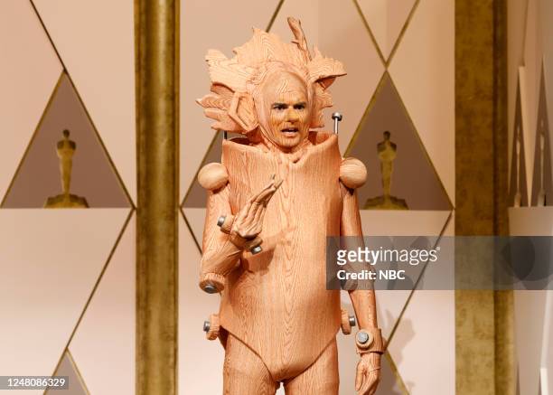 Jenna Ortega, The 1975 Episode 1841 -- Pictured: Michael Longfellow as Pinoocchio during the Oscars Red Carpet Cold Open on Saturday, March 11, 2023...