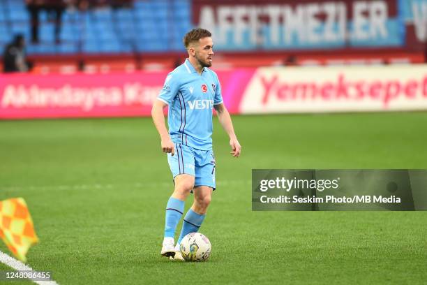 Edin Visca of Trabzonspor controls the ball during the Super Lig match between Trabzonspor and Adana Demirspor at Senol Gunes Spor Kompleksi Yeni...