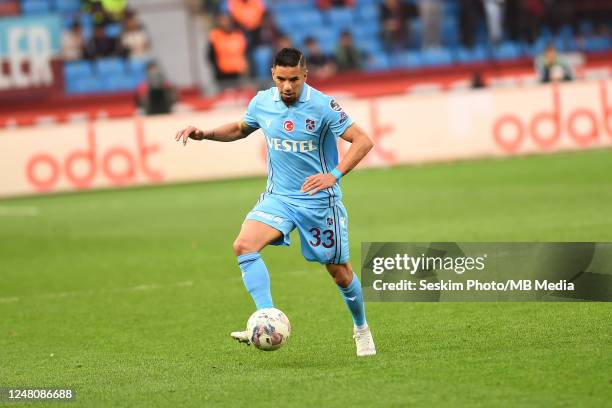 Bruno Peres of Trabzonspor controls the ball during the Super Lig match between Trabzonspor and Adana Demirspor at Senol Gunes Spor Kompleksi Yeni...