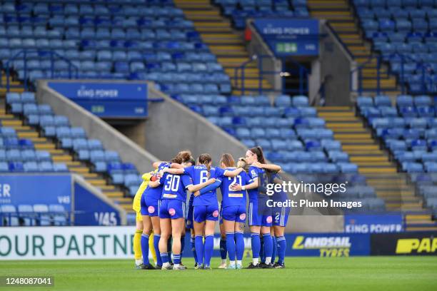 Players of Leicester City Women during the Leicester City v Everton FC - Barclays Women's Super League game at King Power Stadium on March 12, 2023...