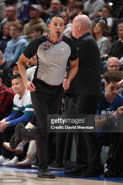 Ray Acosta looks on during the game on February 24, 2023 at Target Center in Minneapolis, Minnesota. NOTE TO USER: User expressly acknowledges and...