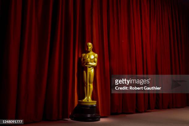 An Oscar statue is seen on the Champagne Carpet of the 95th Academy Awards at the Dolby Theater on March 12, 2023 in Hollywood, California.
