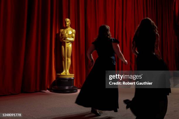 An Oscar statue is seen on the Champagne Carpet of the 95th Academy Awards at the Dolby Theater on March 12, 2023 in Hollywood, California.