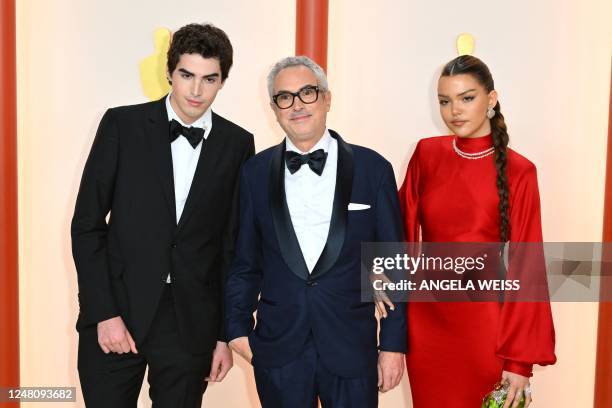 Mexican director Alfonso Cuaron and children Bu and Olmo attend the 95th Annual Academy Awards at the Dolby Theatre in Hollywood, California on March...