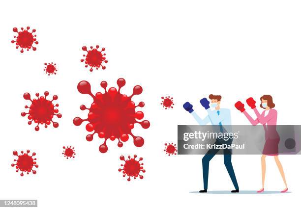 fighting the virus - pharma rep stock illustrations