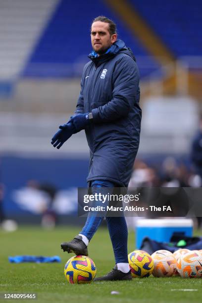 Birmingham City Manager Darren Carter during the Barclays FA Women's Championship between Birmingham City and Charlton Athletic at St Andrew's...