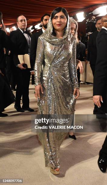 Pakistani activist Malala Yousafzai attends the 95th Annual Academy Awards at the Dolby Theatre in Hollywood, California on March 12, 2023.