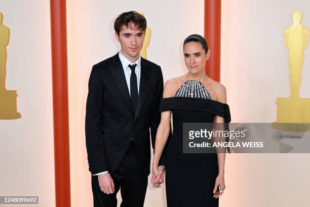 Actress Jennifer Connelly and her son Stellan Bettany attend the 95th Annual Academy Awards at the Dolby Theatre in Hollywood, California on March...