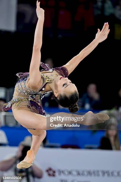 Russian gymnast Maria Borisova performs during Rhythmic Individual category of Alina Kabaeva Gazprom Champions Cup International Rhythmic Gymnastics...