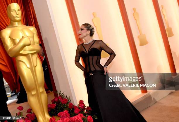 Actress-singer Lady Gaga attends the 95th Annual Academy Awards at the Dolby Theatre in Hollywood, California on March 12, 2023.
