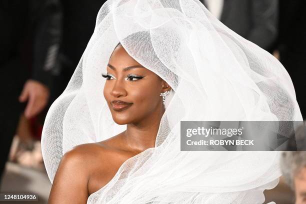 Nigerian singer-songwriter Tems attends the 95th Annual Academy Awards at the Dolby Theatre in Hollywood, California on March 12, 2023.