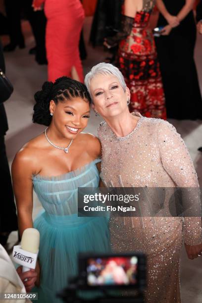 Halle Bailey and Jamie Lee Curtis at the 95th Annual Academy Awards held at Ovation Hollywood on March 12, 2023 in Los Angeles, California.