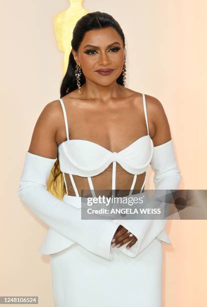 Actress Mindy Kaling attends the 95th Annual Academy Awards at the Dolby Theatre in Hollywood, California on March 12, 2023.