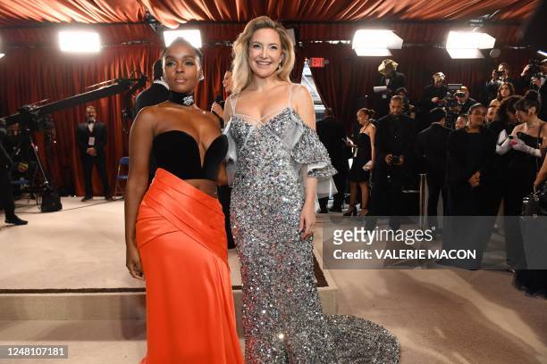 Actress/singer Janelle Monae and US actress Kate Hudson attend the 95th Annual Academy Awards at the Dolby Theatre in Hollywood, California on March...