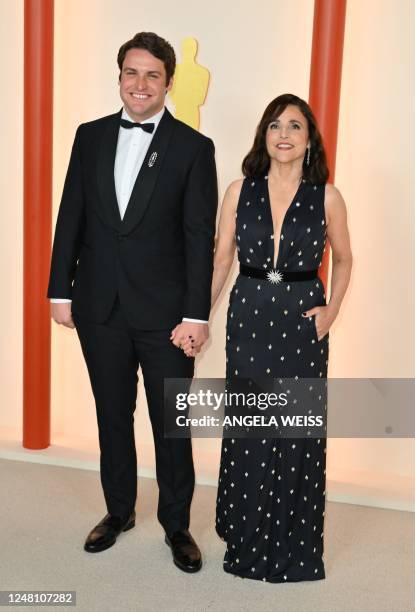 Actress Julia Louis-Dreyfus and her son Henry Hall attend the 95th Annual Academy Awards at the Dolby Theatre in Hollywood, California on March 12,...