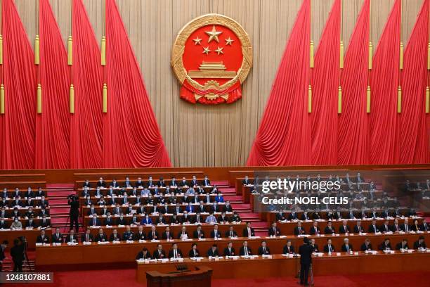 General view of the closing session of the National People's Congress at the Great Hall of the People in Beijing on March 13, 2023.