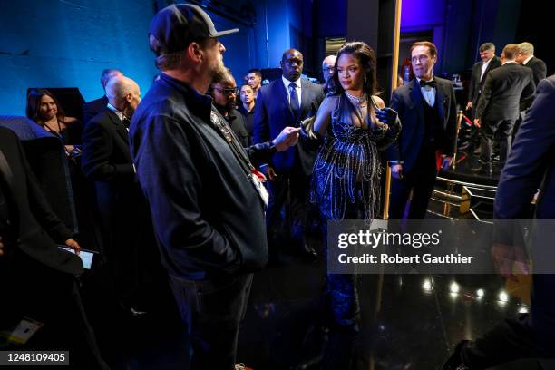 Rihanna, backstage at the 95th Academy Awards at the Dolby Theatre on March 12, 2023 in Hollywood, California.