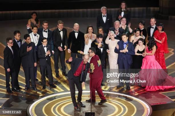 Everything Everywhere All at Once wins Best Picture at the 95th Academy Awards in the Dolby Theatre on March 12, 2023 in Hollywood, California.