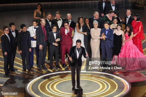 Everything Everywhere All at Once wins Best Picture at the 95th Academy Awards in the Dolby Theatre on March 12, 2023 in Hollywood, California.