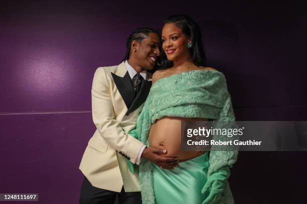Rocky and Rihanna backstage at the 95th Academy Awards at the Dolby Theatre on March 12, 2023 in Hollywood, California.