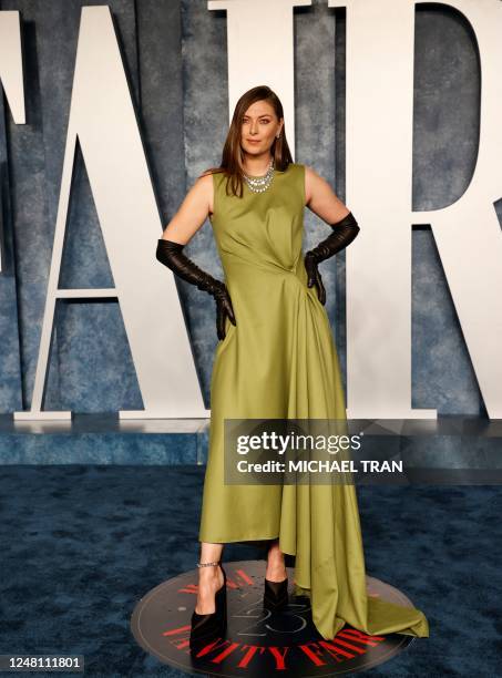 Former Russian tennis player Maria Sharapova attends the Vanity Fair 95th Oscars Party at the The Wallis Annenberg Center for the Performing Arts in...