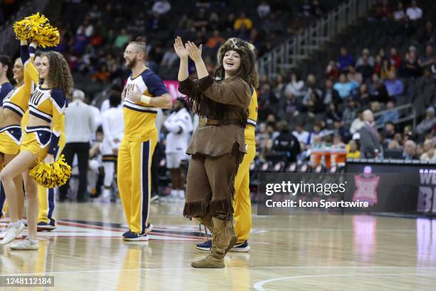 The West Virginia Mountaineers mascot in the first half of a Big 12 Tournament basketball game between the Texas Tech Red Raiders and West Virginia...