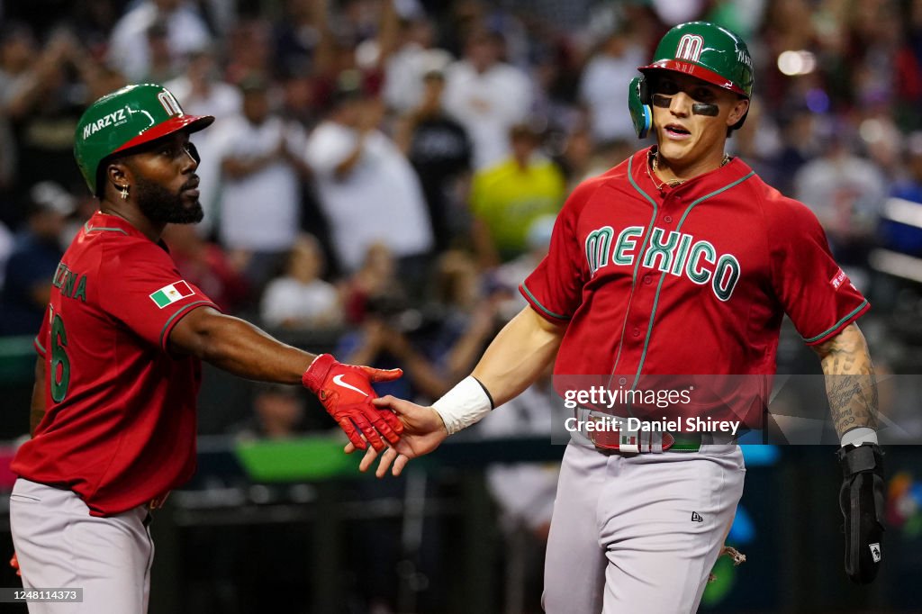 Mexico Randy Baseball Jarren Duran of Team Mexico is greeted by teammate Randy Arozarena ...