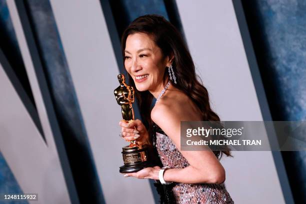 Malaysian actress Michelle Yeoh, winner of the Oscar for Best Actress in a Leading Role for "Everything Everywhere All at Once", attends the Vanity...