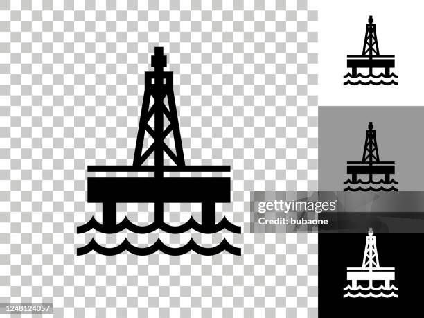 stockillustraties, clipart, cartoons en iconen met pictogram olieboor op de transparante achtergrond van het dambord - drilling rig